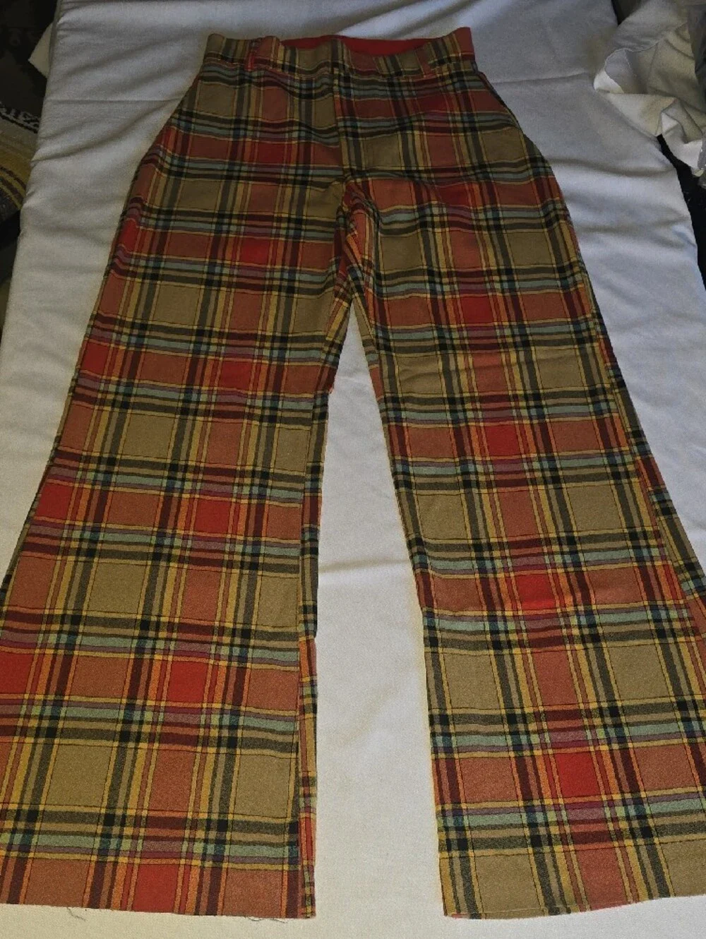 Free People Plaid Jules Wide Leg Pants Size 4 Relaxed Fit Slouchy 90's - Picture 3 of 7